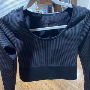 ribbed black workout top aerie🖤